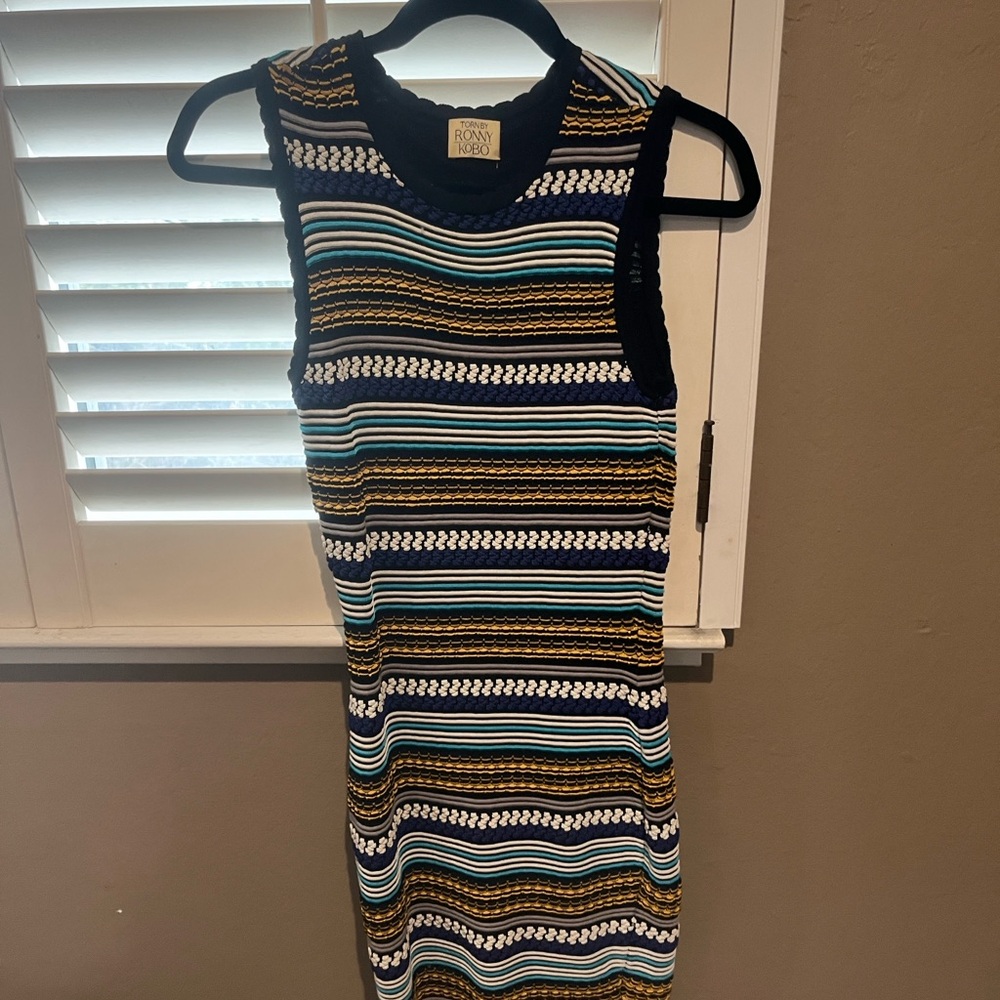 Ronny Kobo Collection Multicolor Striped Midi Dress